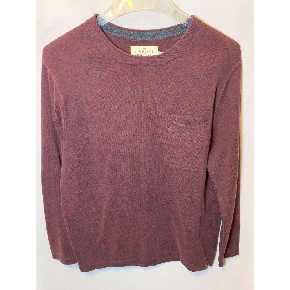 The Normal Brand Roll‎ Hem Pocket Crew Sweater Mens Size M Burgundy